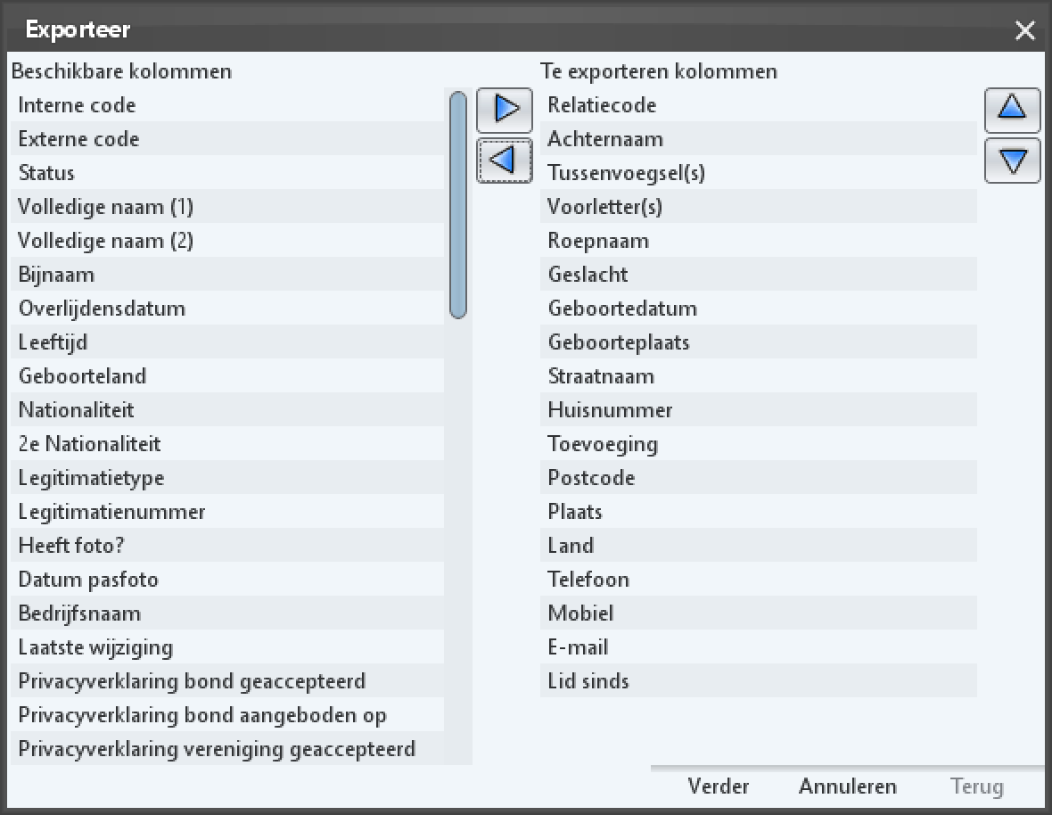 Export data - members
