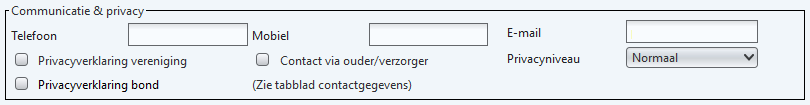 Personaldata screen - communication section